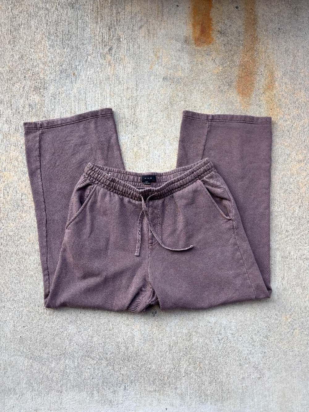 Cotton On Mens Baggy Wide Leg Sweatpants Washed Brown Heavyweight Fleece